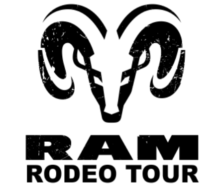 Black illustration of a ram head on a white background
