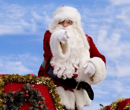 White beard and red suited Santa