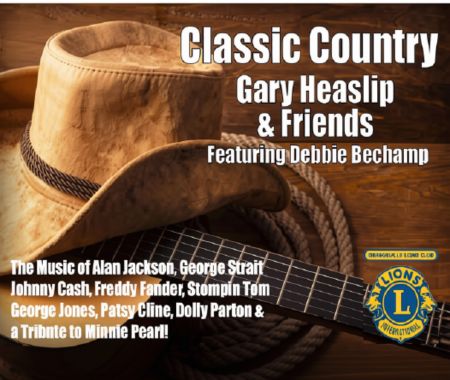 A poster with a cowboy hat with a guitar advertising a country music concert